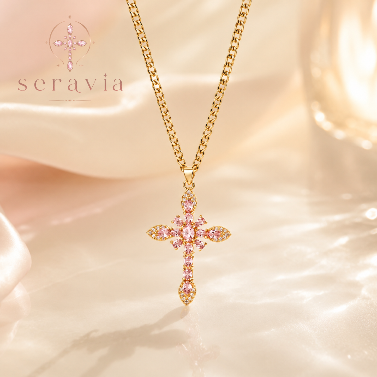Seravia ™ — Collar de cruz floral