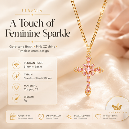 Seravia ™ — Floral Cross Necklace