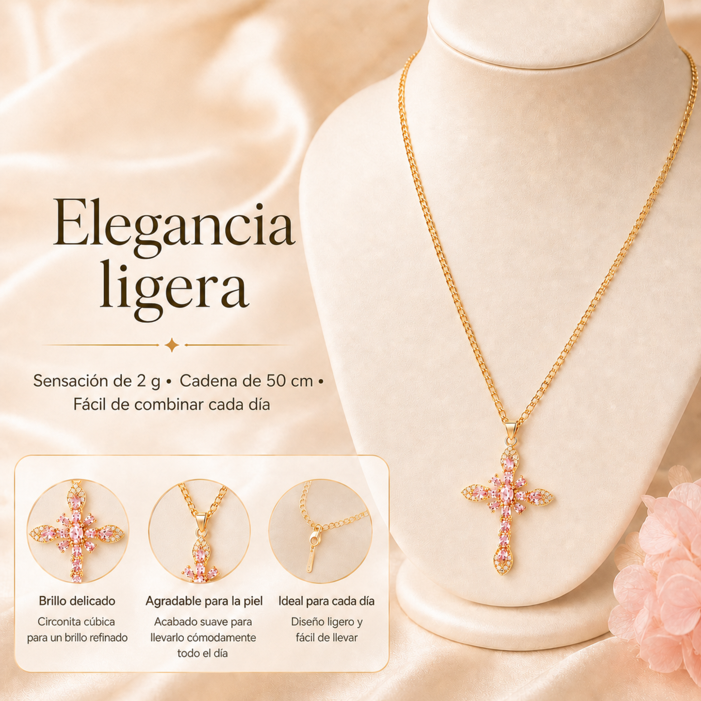 Seravia ™ — Collar de cruz floral