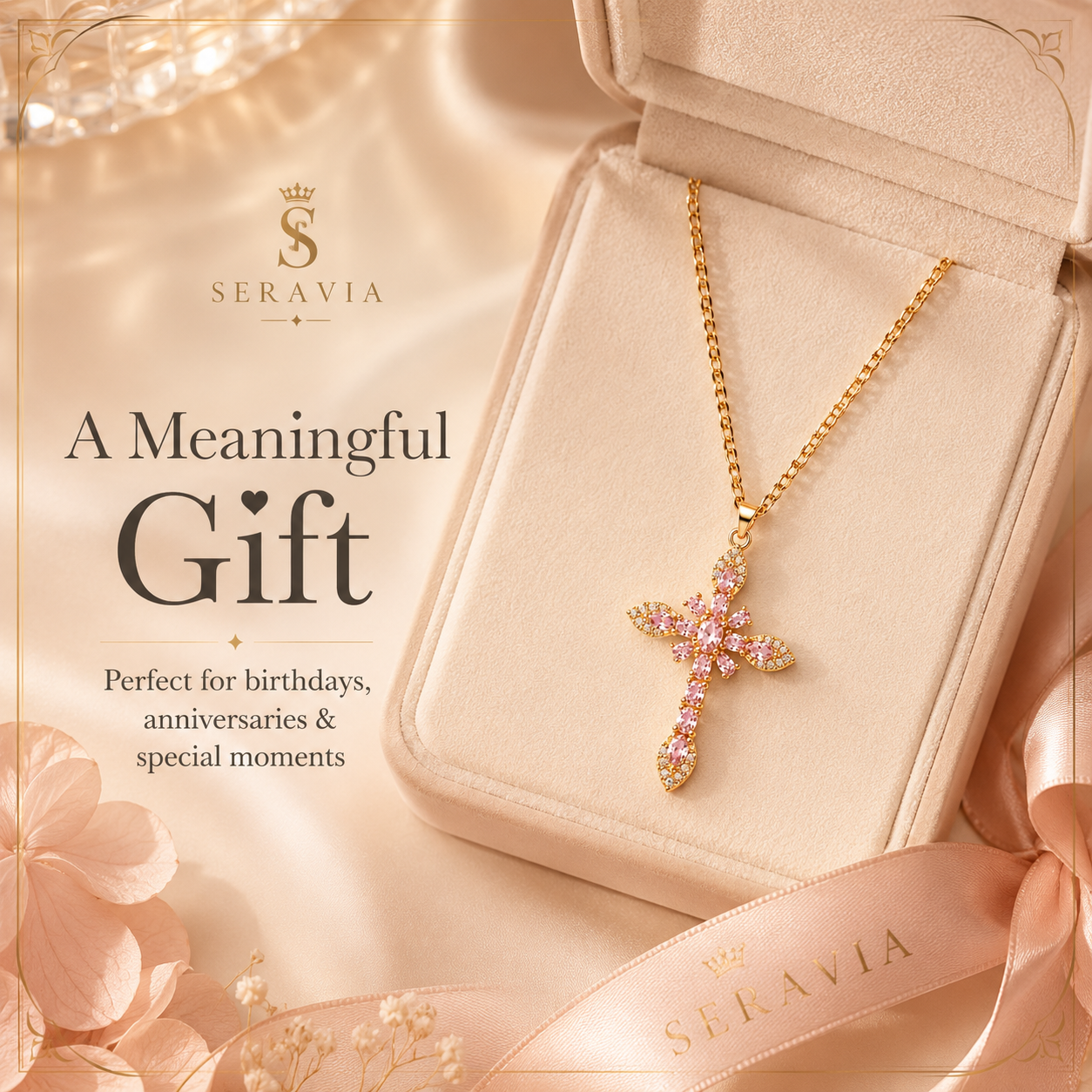 Seravia ™ — Floral Cross Necklace