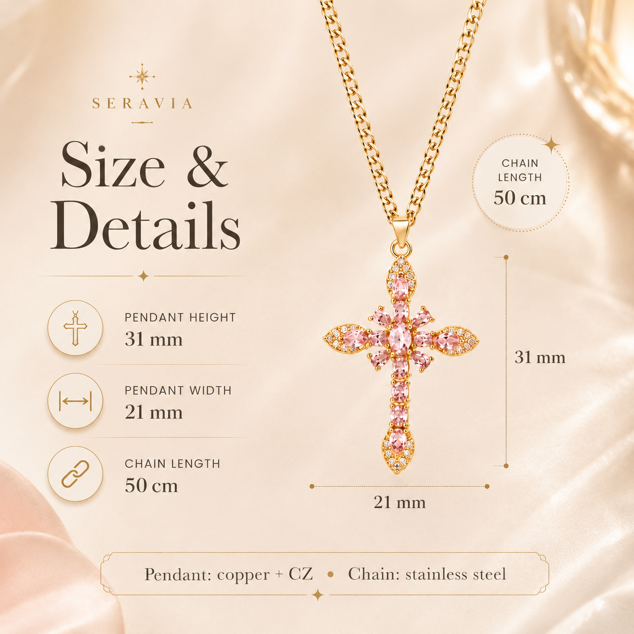 Seravia ™ — Floral Cross Necklace